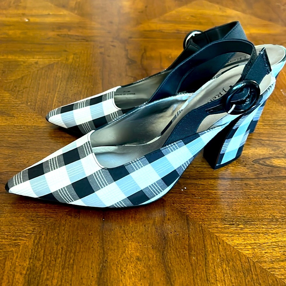 J. Renee’ Black & White Plaid Slingback Heels 8.5